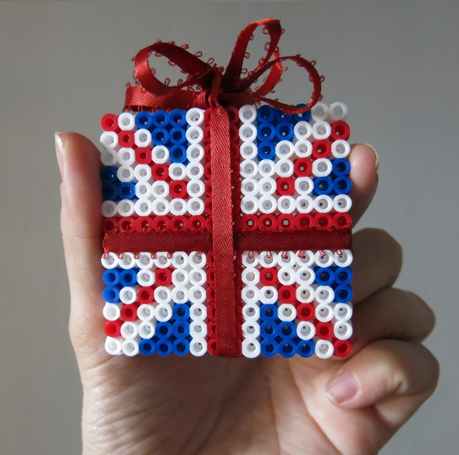 Union Jack present ornament Perler Hama beads